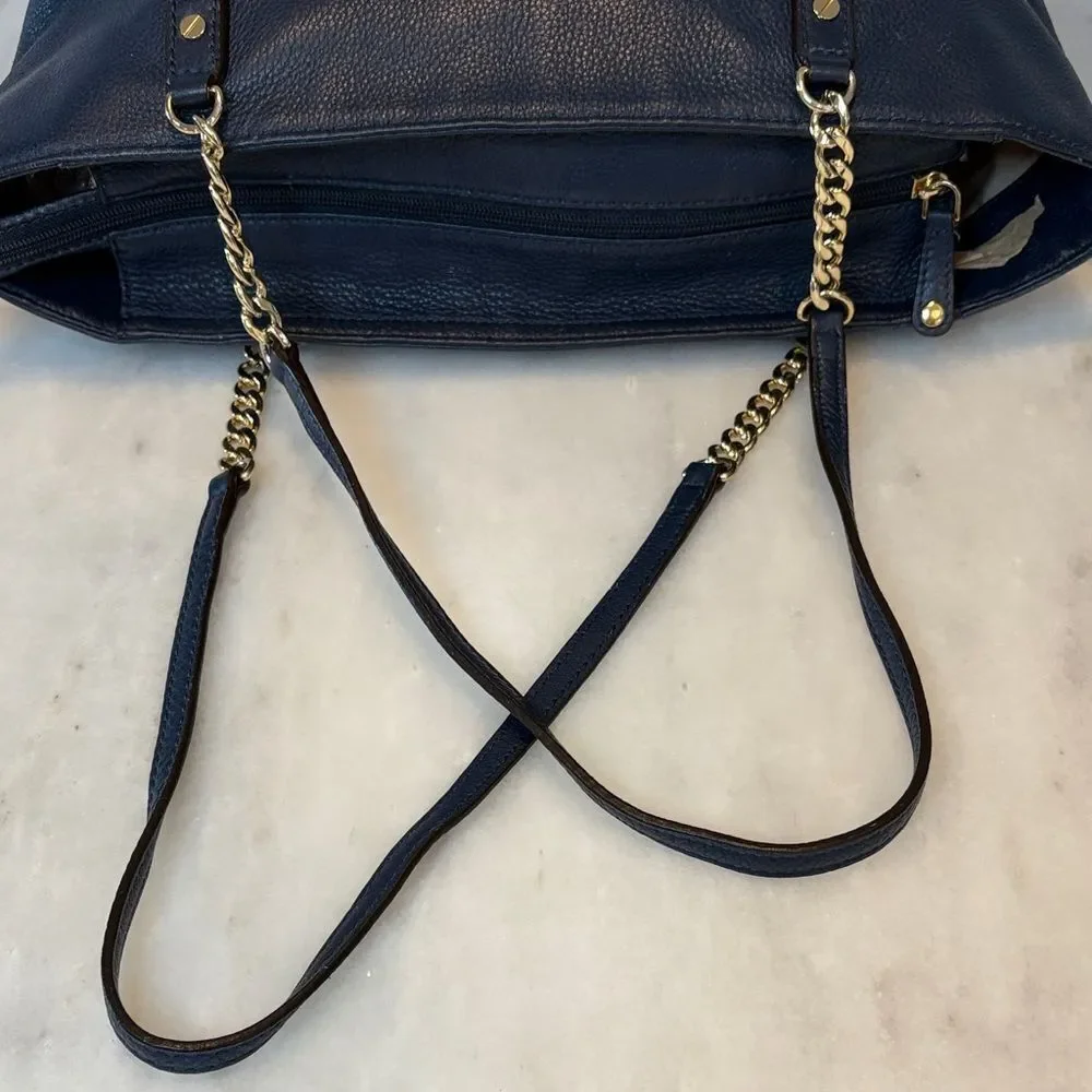 Michael Kors Bag Purse Handbag Leather Pebbled Chain Link Shoulder Tote Bag
